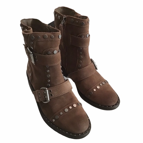 Sam Edelman 7.5 Drea Suede Studded Moto Boots NEW - Picture 6 of 9